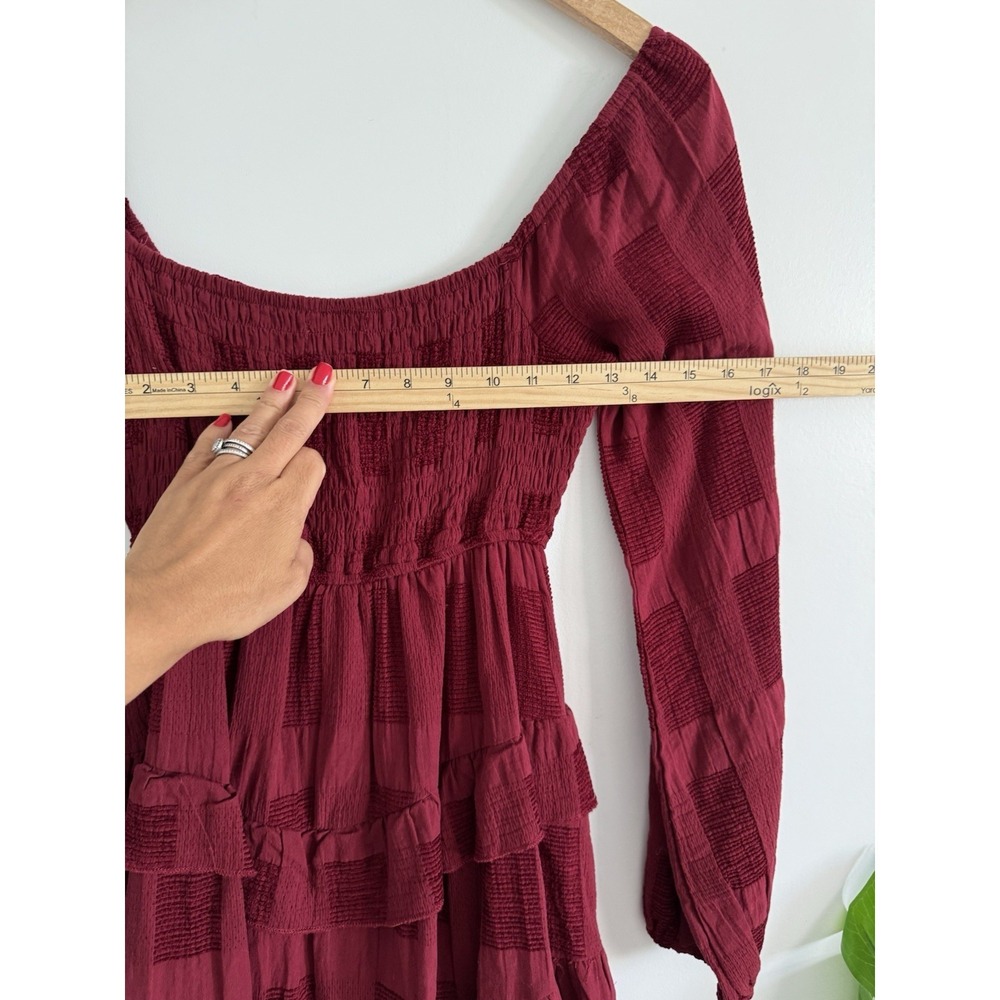 Altar'd State Dress Womens Burgundy Lined Long Sleeve S - Picture 10 of 10